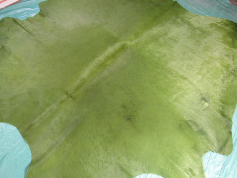 Dyed Green Cowhide Rug - Size: 7.2x7.5 feet C-1657