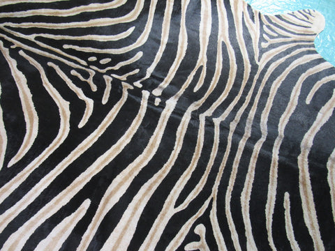 Genuine Zebra Cowhide Rug (center is a bit grey) Size: 7x6.5 feet B-094