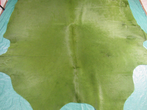 Dyed Green Cowhide Rug - Size: 7.2x7.5 feet C-1657