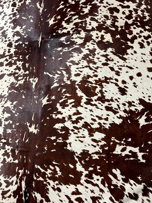 Speckled Printed Cowhide Rug (brown prints) Size: 7.2x6.7 feet O-394