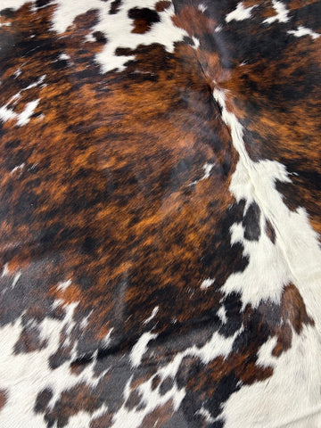 Big Tricolor Cowhide Rug Size: 7.2x7 feet O-395