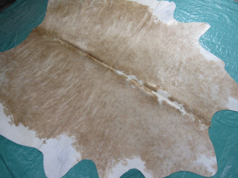 Beige Brindle Cowhide Rug (white belly and spine) Size: 7x6 feet M-1213