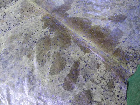 Spotted Cowhide Rug with Purple Metallic Acid Washed Size: 8.5x7.2 feet K-251