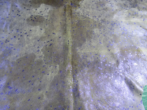 Spotted Cowhide Rug with Purple Metallic Acid Washed Size: 8.5x7.2 feet K-251