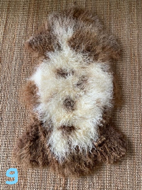 Tibetan Lamb Skin - Mongolian Sheep Skin - Caramel Brown and White Sheep Skin