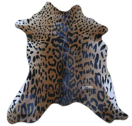 Jaguar Print Calfskin Size: Around 35" X 30" Jaguar Print Calf Skin Mini Cowhide Rug