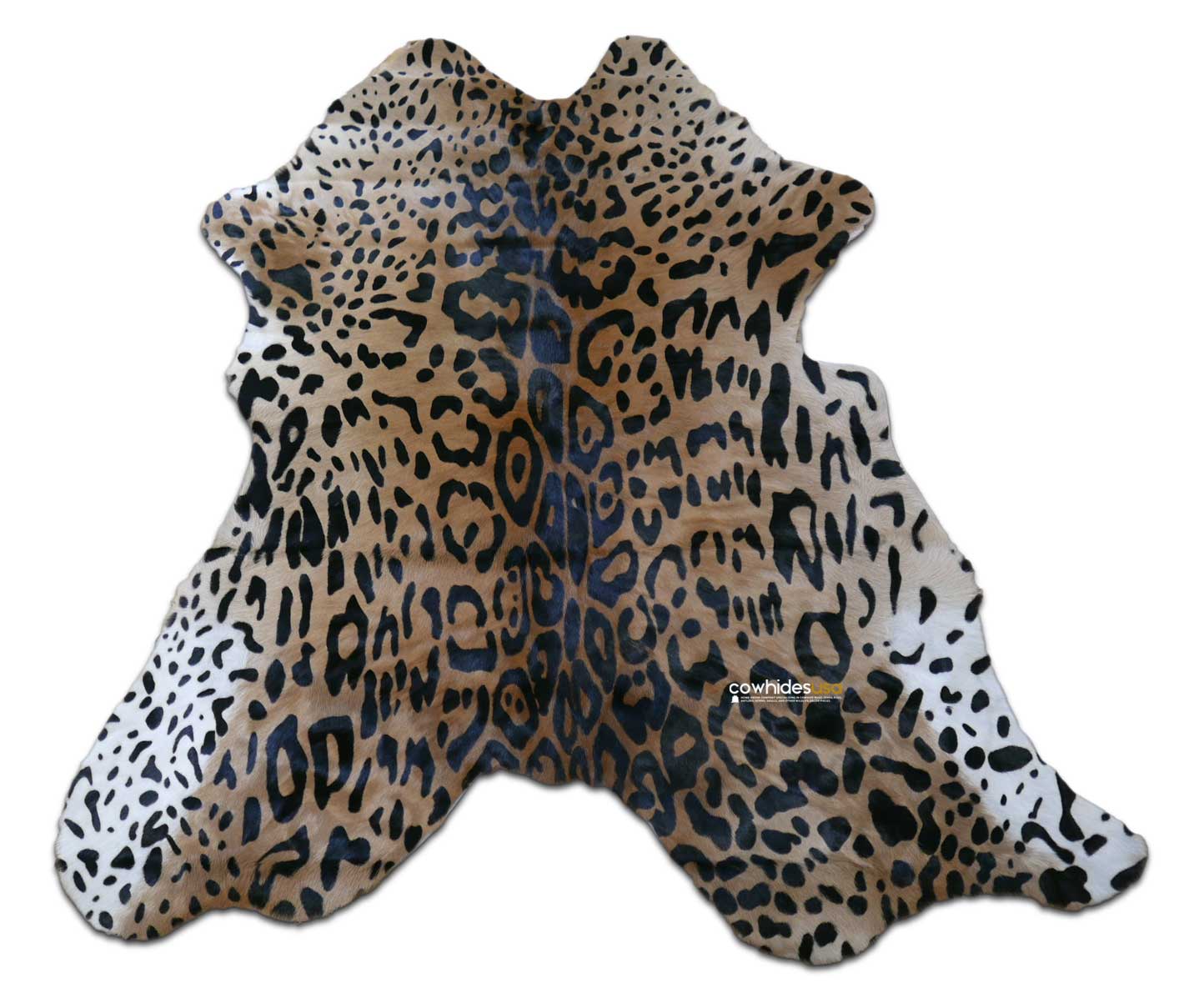 Jaguar Print Calfskin Size: Around 35" X 30" Jaguar Print Calf Skin Mini Cowhide Rug
