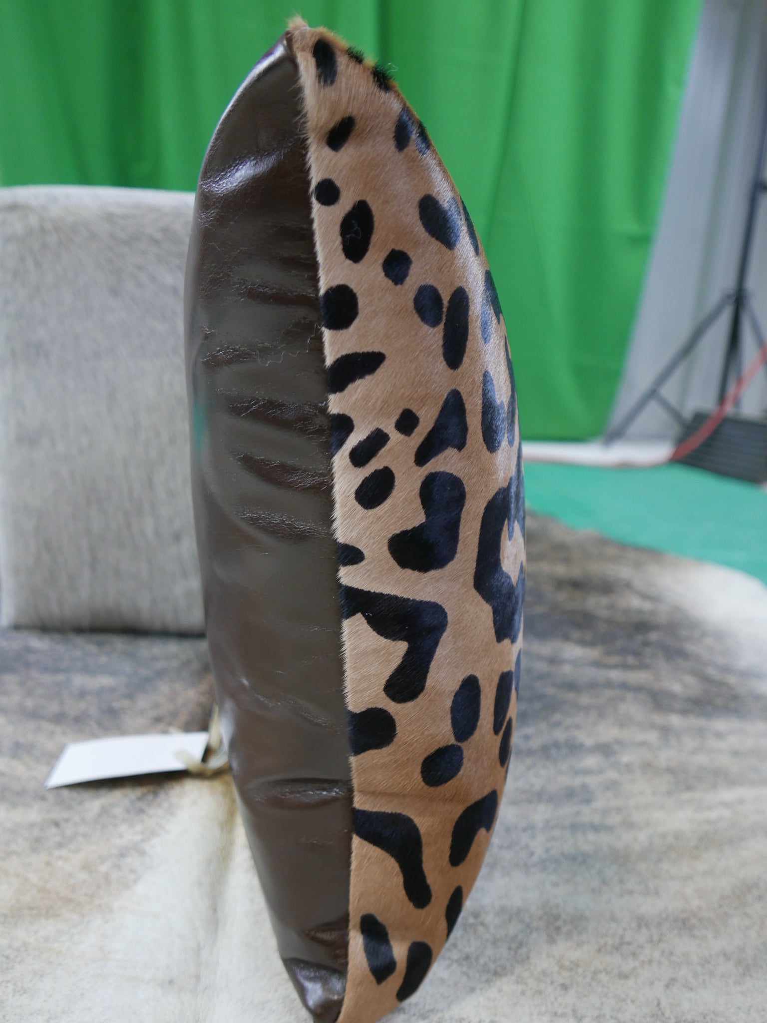Cowhide Pillow Size: 18"X 18" Jaguar Print Calf Skin Pillow-204
