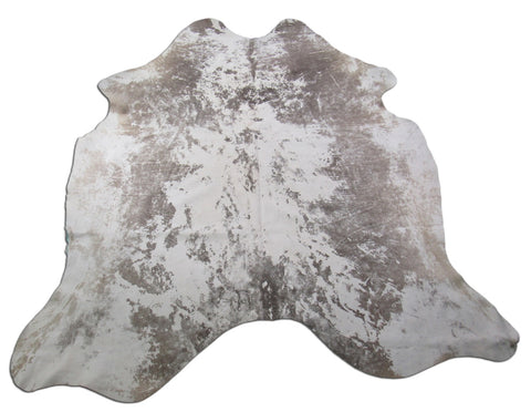 Distressed Raw Leather Cowhide Rug Size: 7' X 6 1/4' White/Brown Acid Washed Cowhide Rug K-160