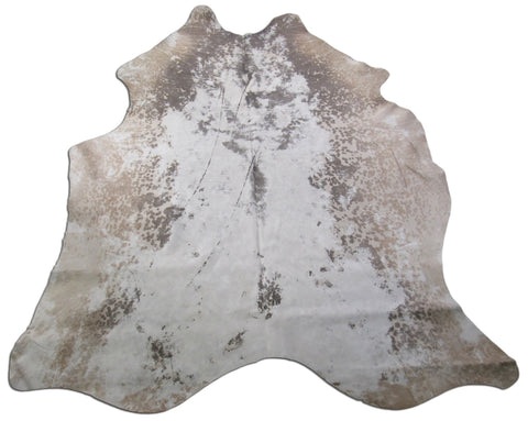 Distressed Raw Leather Cowhide Rug Size: 7' X 6' White/Brown Acid Washed Cowhide Rug K-161