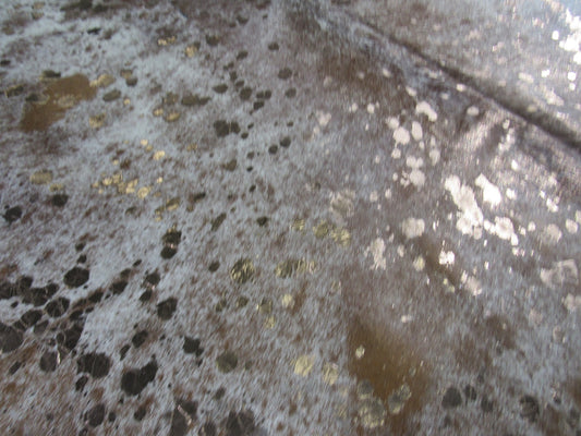Brown And White Bronze Cowhide Rug Size: 7' X 6 1/2' Brown/Bronze Acid Washed Cowhide Rug K-163