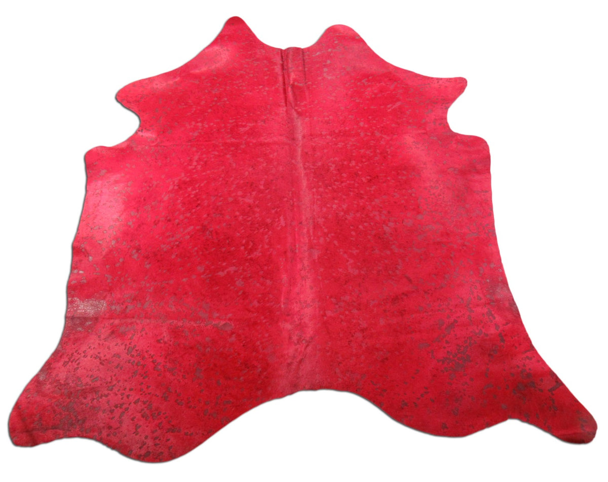 Red Acid Washed Cowhide Rug Size: 6 1/2' X 6 1/2' Dyed Red Cowhide Rug K-164