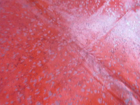 Red Acid Washed Cowhide Rug Size: 6 1/2' X 6 1/2' Dyed Red Cowhide Rug K-164