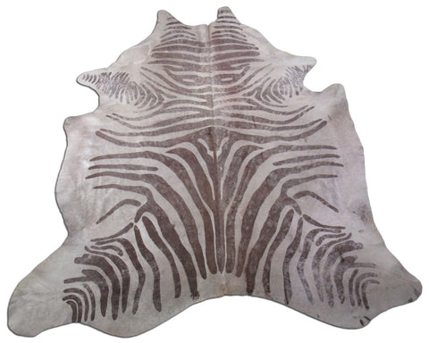 Acid Washed Zebra Print Cowhide Rug Size: 8' X6 3/47' Beige/Brown Zebra Acid Washed Cowhide Rug K-166