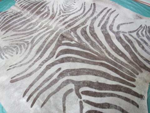 Acid Washed Zebra Print Cowhide Rug Size: 8' X6 3/47' Beige/Brown Zebra Acid Washed Cowhide Rug K-166