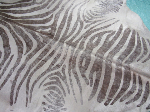 Acid Washed Zebra Print Cowhide Rug Size: 8' X6 3/47' Beige/Brown Zebra Acid Washed Cowhide Rug K-166