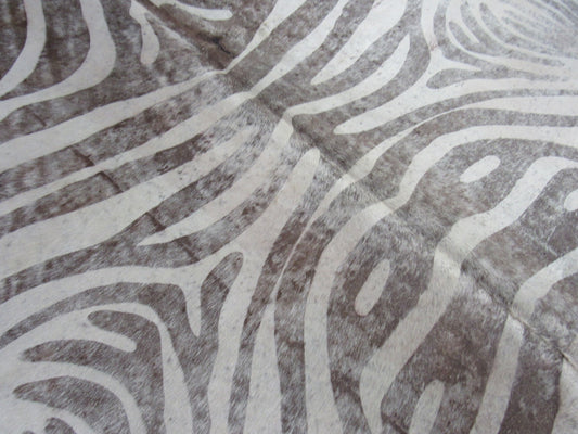Acid Washed Zebra Print Cowhide Rug Size: 8' X6 3/47' Beige/Brown Zebra Acid Washed Cowhide Rug K-166