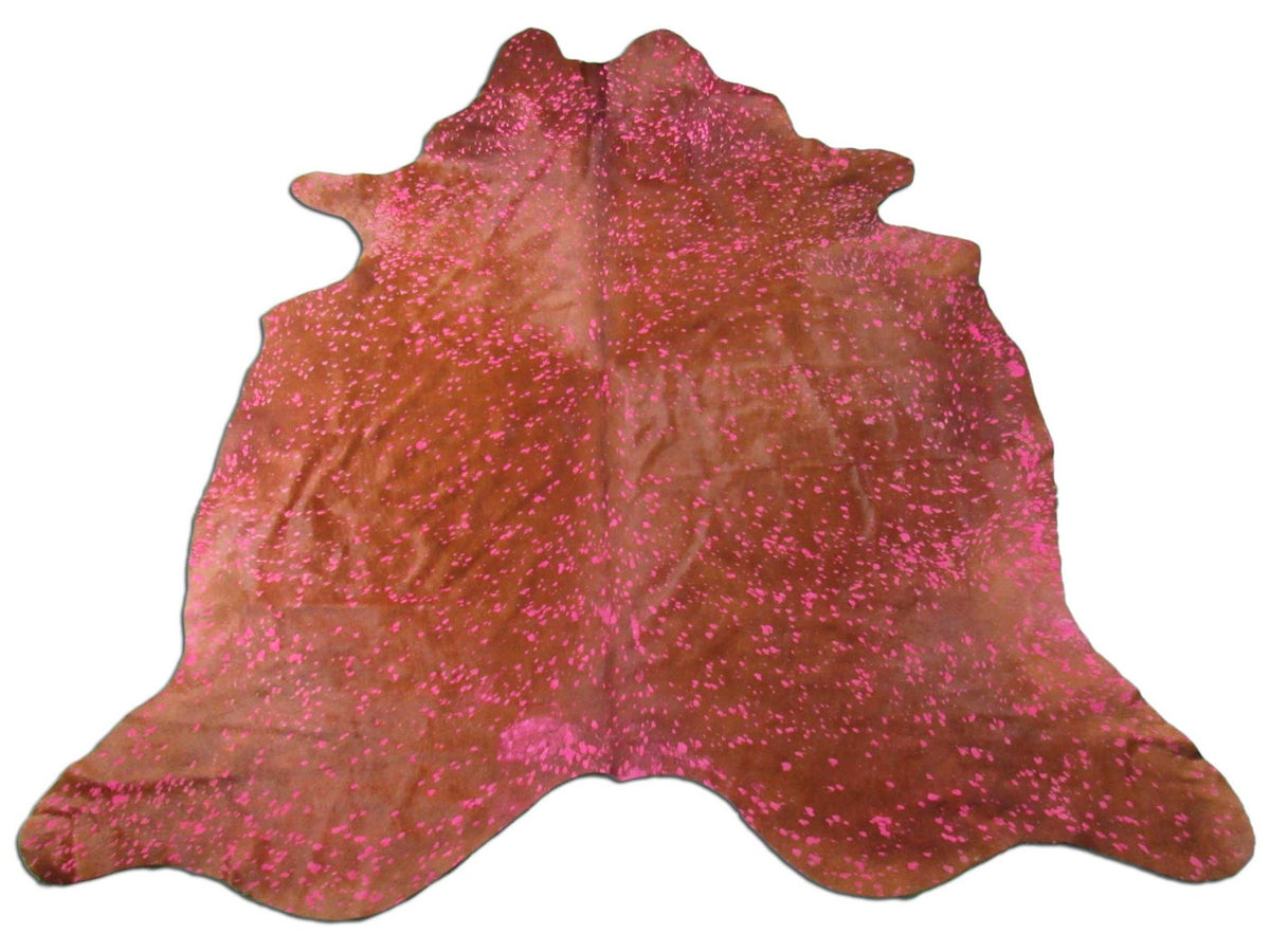 Pink Cowhide Rug Size: 8' X 7' Brown/Pink Acid Washed Cowhide Rug K-166a