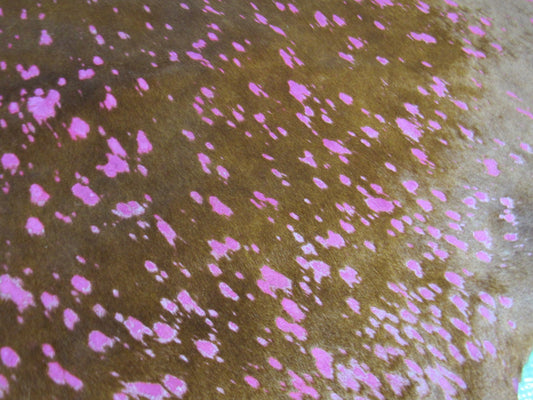 Pink Cowhide Rug Size: 8' X 7' Brown/Pink Acid Washed Cowhide Rug K-166a