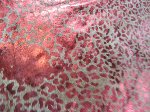 Leopard Embossed Cowhide Rug Size: 7 3/4' X 5' Beige/Metallic Red Embossed Cowhide Rug K-167a