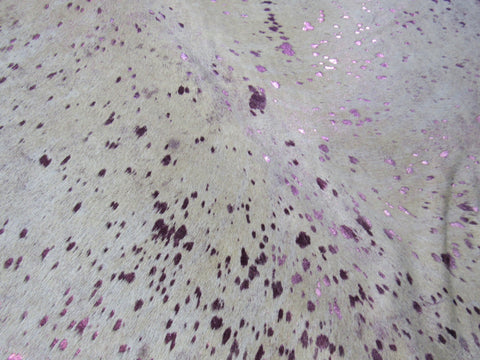 Pink Metallic Acid Washed Cowhide Rug - Size: 8 3/4' x 7' K-168a