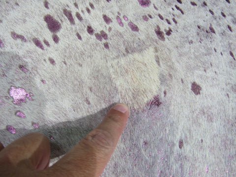 Pink Metallic Acid Washed Cowhide Rug - Size: 8 3/4' x 7' K-168a