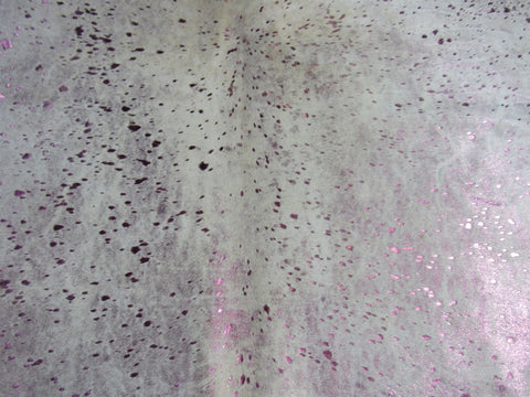 Pink Metallic Acid Washed Cowhide Rug - Size: 8 3/4' x 7' K-168a