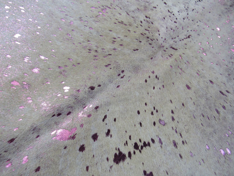 Pink Metallic Acid Washed Cowhide Rug - Size: 8 3/4' x 7' K-168a