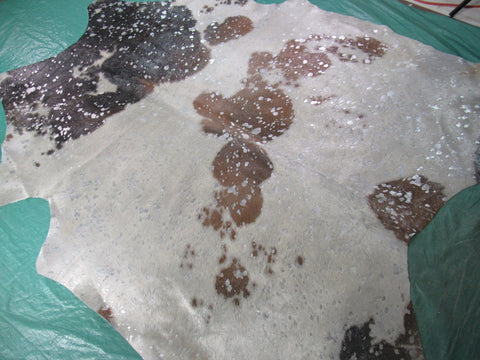 Silver Cowhide Rug Size: 7' X 6' Brown/Silver Acid Washed Cowhide Rug K-170