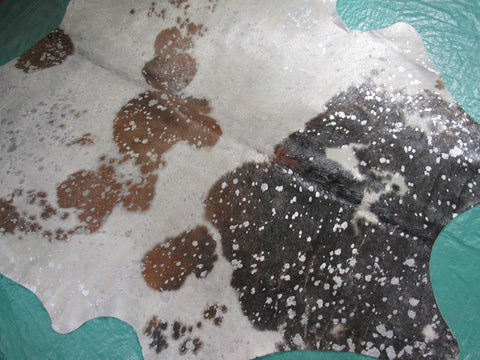 Silver Cowhide Rug Size: 7' X 6' Brown/Silver Acid Washed Cowhide Rug K-170
