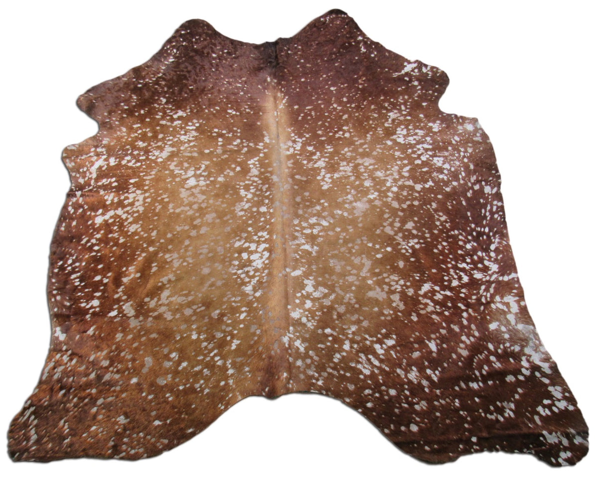 Brown Acid Washed Cowhide Rug Size: 7 1/2' X 6' Brown/Beige Cowhide Rug K-171