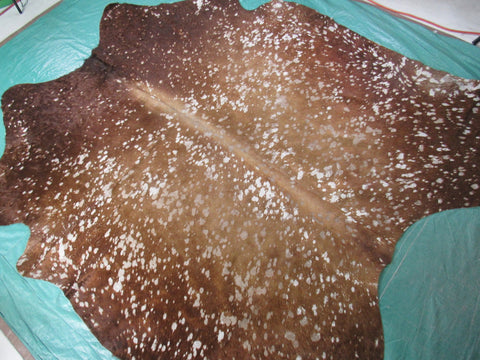 Brown Acid Washed Cowhide Rug Size: 7 1/2' X 6' Brown/Beige Cowhide Rug K-171