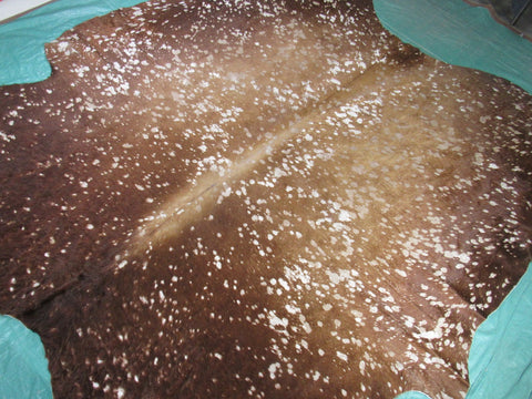 Brown Acid Washed Cowhide Rug Size: 7 1/2' X 6' Brown/Beige Cowhide Rug K-171