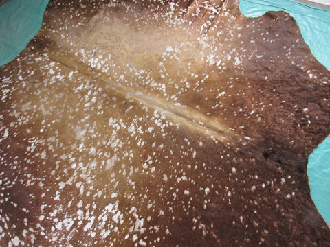 Brown Acid Washed Cowhide Rug Size: 7 1/2' X 6' Brown/Beige Cowhide Rug K-171