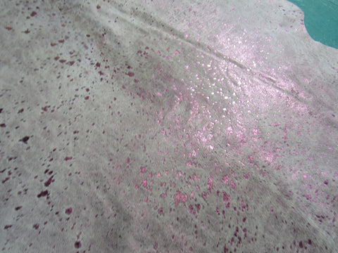 Pink Metallic Acid Washed Cowhide Rug - Size: 7' x 5 3/4' K-171a