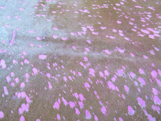 Pink Cowhide Rug Size: 8' X 7' Brown/Pink Acid Washed Cowhide Rug K-176