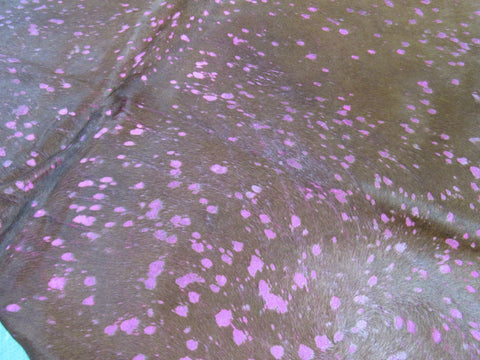 Pink Cowhide Rug Size: 8' X 7' Brown/Pink Acid Washed Cowhide Rug K-176