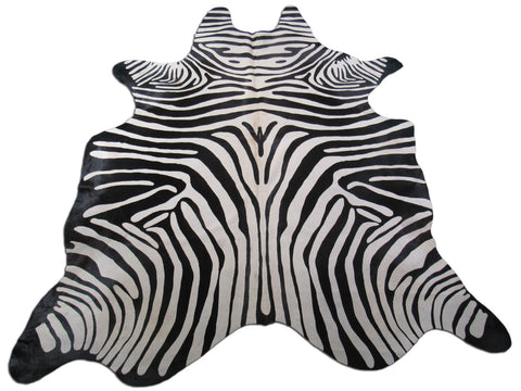 Zebra Print Cowhide Rug Size: 7 1/2' X 6 1/2' Black/White Upholstery Zebra Cowhide Rug K-178