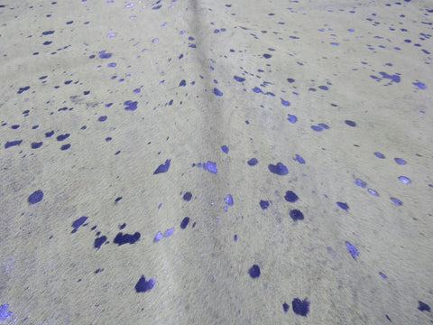 Metallic Purple Cowhide Rug Size: 8' X 7' White/Metallic Purple Acid Washed Cowhide Rug K-179