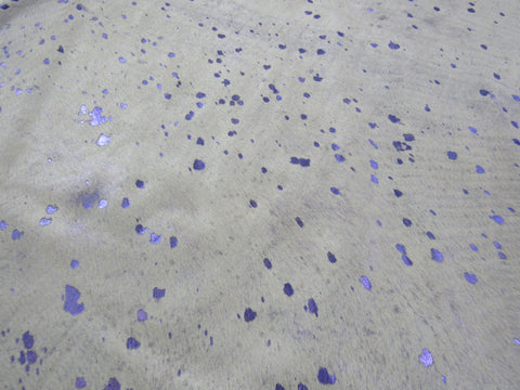 Metallic Purple Cowhide Rug Size: 8' X 7' White/Metallic Purple Acid Washed Cowhide Rug K-179