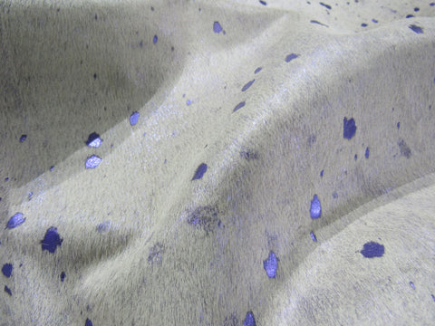 Metallic Purple Cowhide Rug Size: 8' X 7' White/Metallic Purple Acid Washed Cowhide Rug K-179