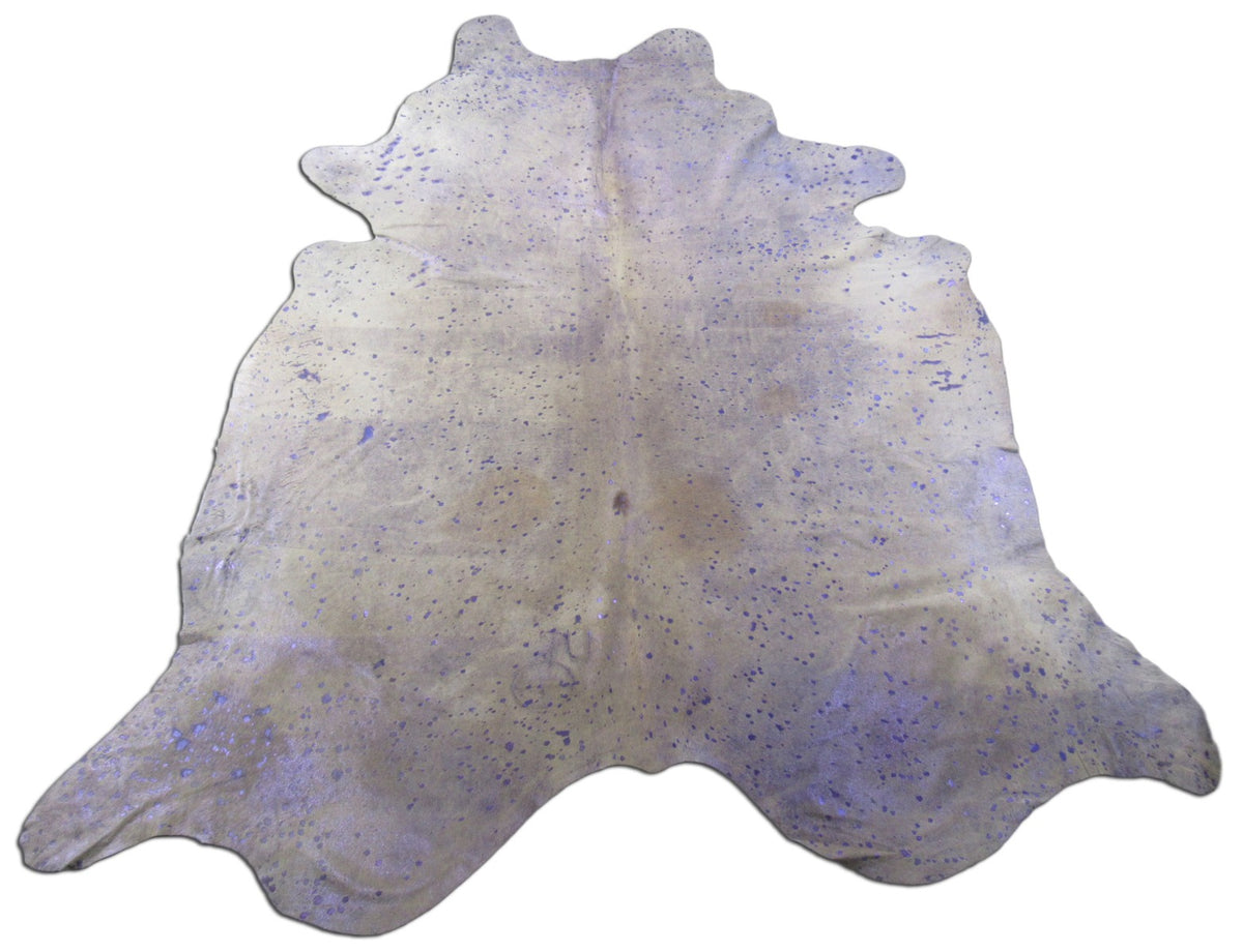 Metallic Purple Cowhide Rug Size: 7 1/2' X 7' Beige/Metallic Purple Acid Washed Cowhide Rug K-180