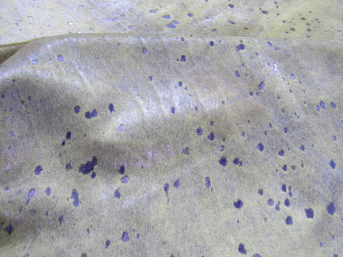 Metallic Purple Cowhide Rug Size: 7 1/2' X 7' Beige/Metallic Purple Acid Washed Cowhide Rug K-180