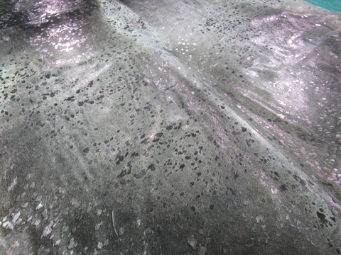 Pewter Cowhide Rug Size: 8 1/4' X 6 1/4' Grey/Silver Acid Washed Cowhide Rug K-182