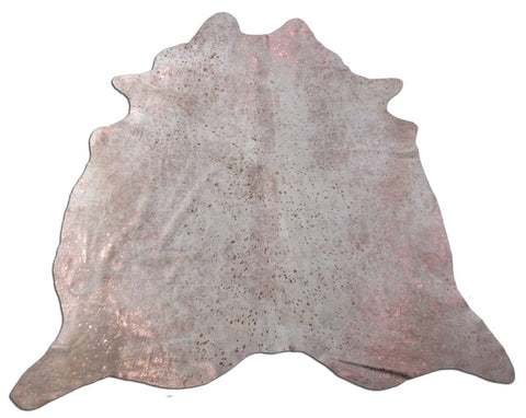 Rose Gold Acid Washed Cowhide Rug - Size: 6.2x5.7 feet K-188a