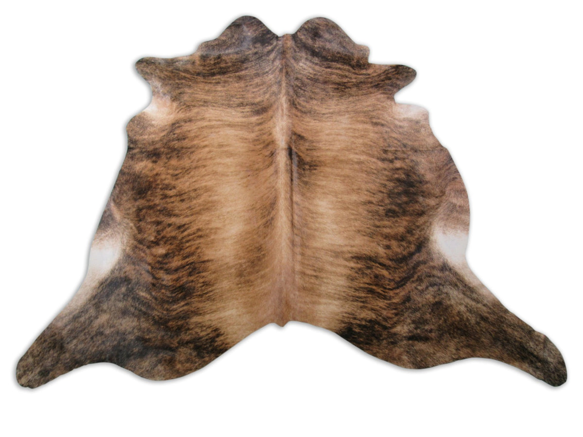 Medium Brindle Cowhide Rug Size: 7 3/4' X 7 1/4' Beige/Brown Brindle Cowhide Rug K-195