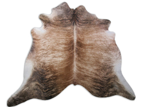 Medium Brindle Cowhide Rug Size: 6 1/2' X 6' Beige/Brown Brindle Cowhide Rug K-196