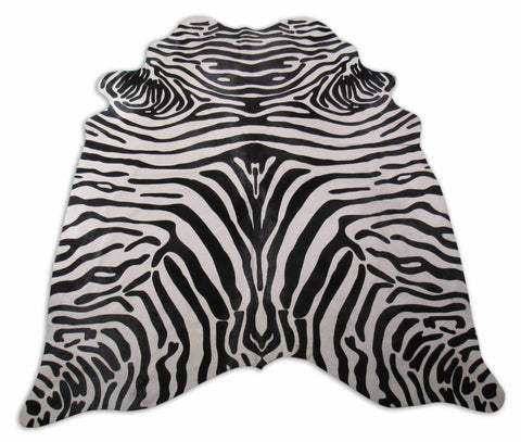 Zebra Print Cowhide Rug Size: 7' X 5 3/4' Black/Grey Upholstery Zebra Cowhide Rug K-203