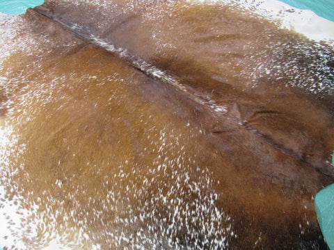 Speckled Longhorn Cowhide Rug Size: 8' X 6 3/4' Brown/White Cowhide Rug K-204