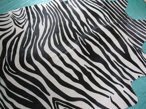 Zebra Print Cowhide Rug Size: 8' X 6 1/2' Black/White Upholstery Zebra Cowhide Rug K-210